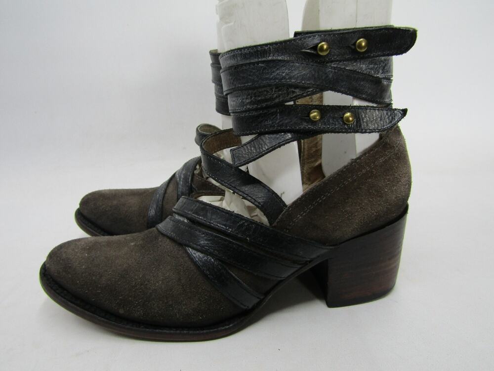 Freebird By Steven Womens Size 9 Distress Brown Suede Heeled Ankle Boots Bootie